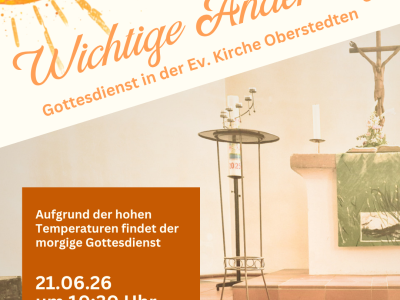 Gottesdienst in der Ev. Kirche Oberstedten